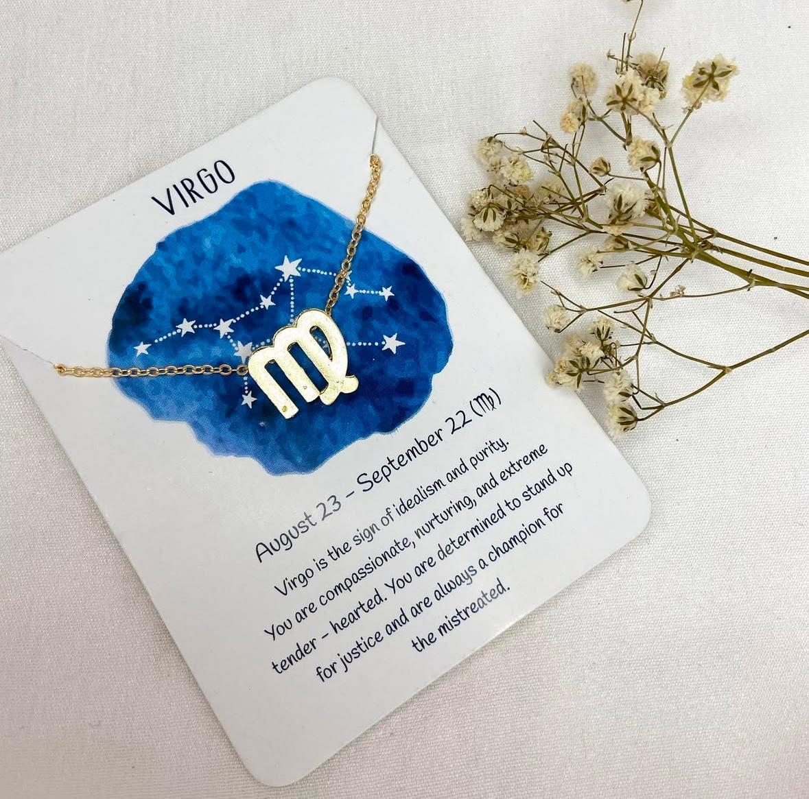 Golden Zodiac Sign Women Necklace
