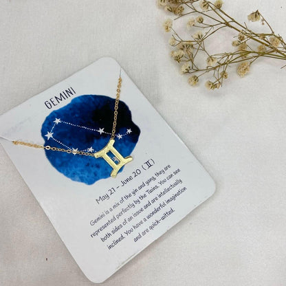 Golden Zodiac Sign Women Necklace