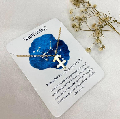 Golden Zodiac Sign Women Necklace