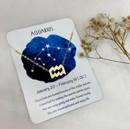 Golden Zodiac Sign Women Necklace