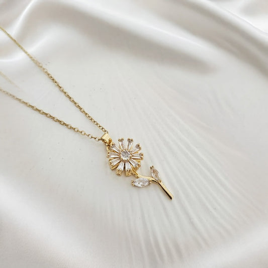 Flower Spinner Golden Women Necklace (Stainless Steel)