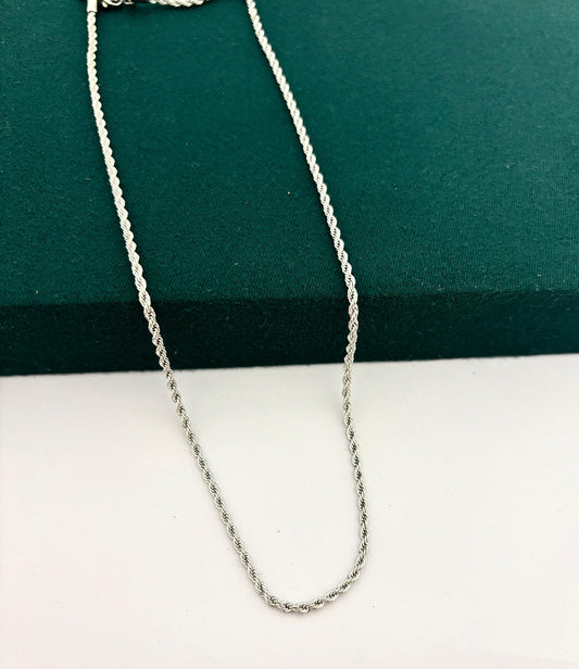 Thin Spiral Silver Men Chain Necklace (Stainless Steel)