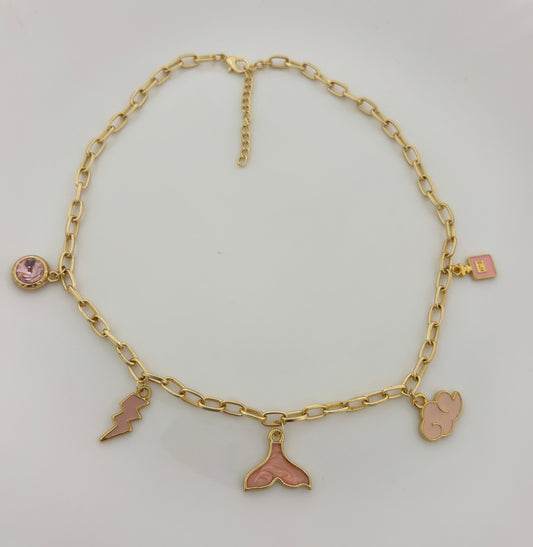 Pink Charm Golden Women Necklace