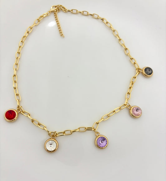 Multicolour Charm Golden Women Necklace