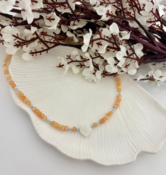 Orange Sea Breeze Heart Beaded Women Necklace