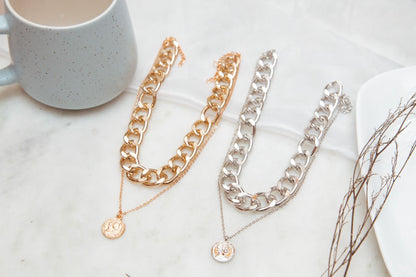 Chain Coin Layered Women Necklace
