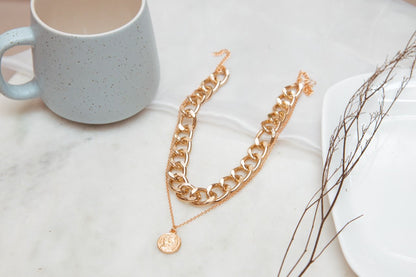 Chain Coin Layered Women Necklace