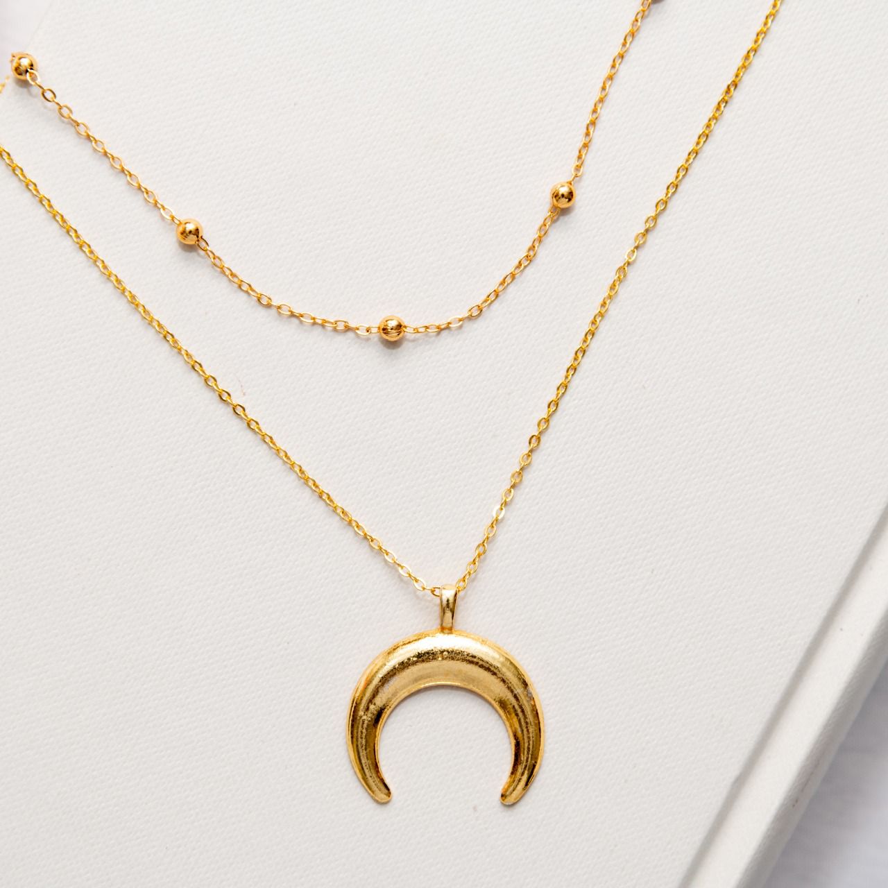 Moon Two Layered Women Necklace