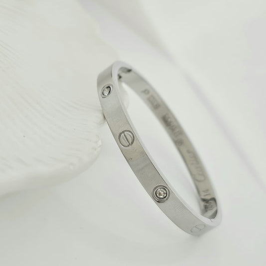Silver Cartier Circle Women Kada Bracelet (Anti Tarnish) (Small Size)