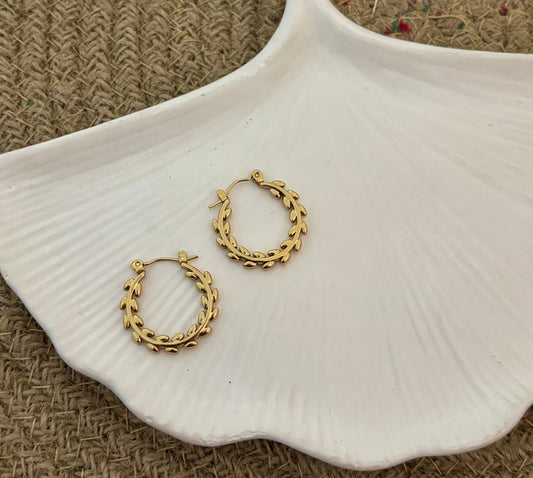 Golden Halo Luxe Style Hoop Rectangle Earring Style 7 (Anti Tarnish)