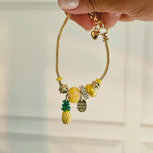 Women Yellow Pineapple Pandora Charm Bracelet