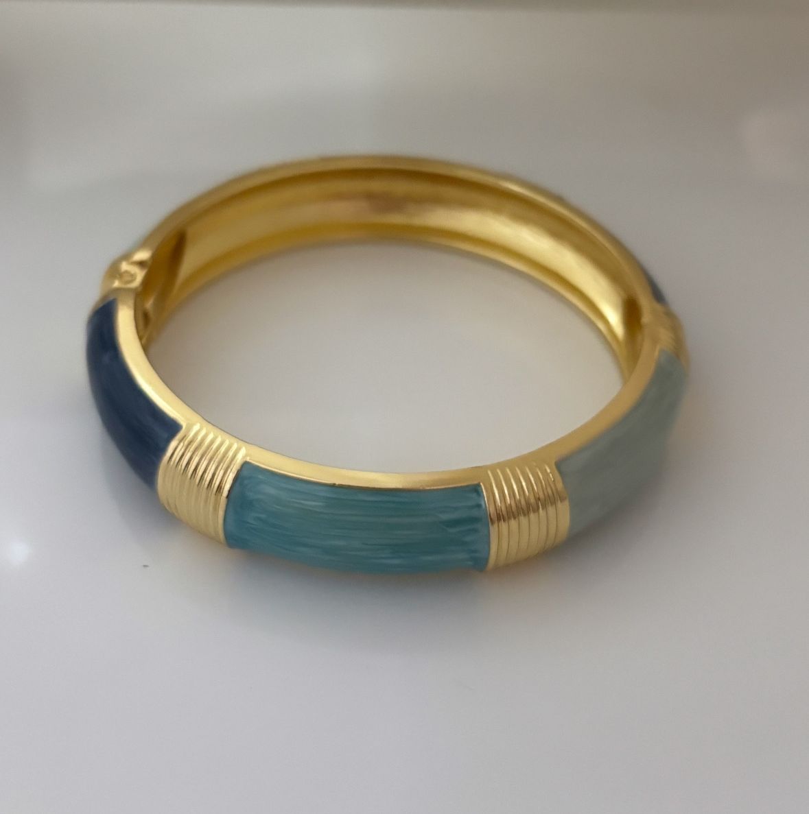 Blue Enamel Kada Bangle Stack #1