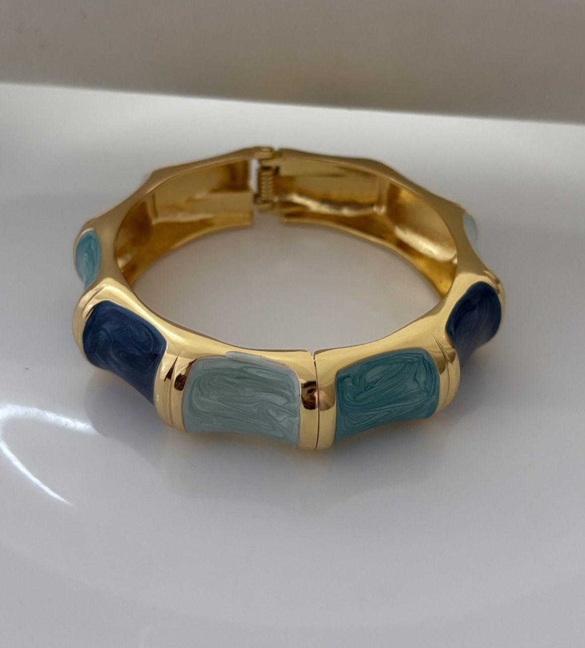 Blue Enamel Kada Bangle Stack #1