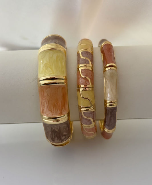 Brown Beige Enamel Kada Stack #1