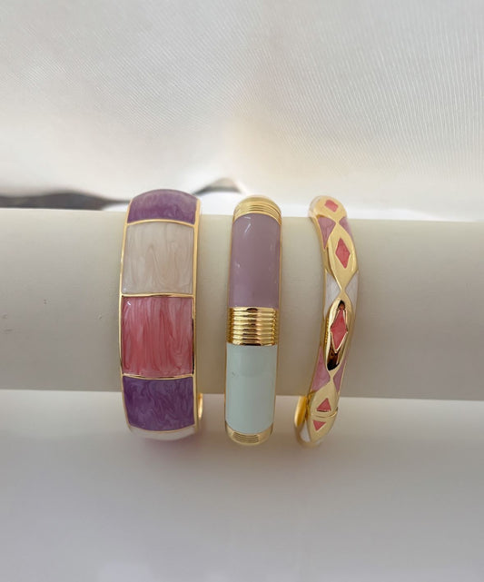 Pink Purple Enamel Stack Kada Bangle