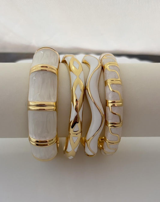 White Enamel Stack Bangle