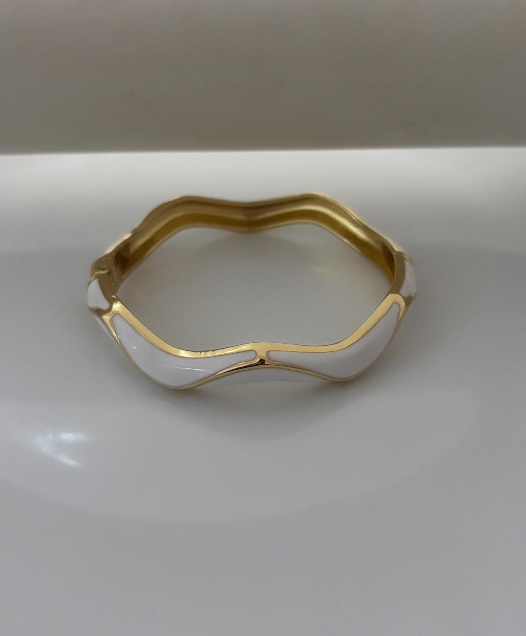 White Enamel Stack Bangle
