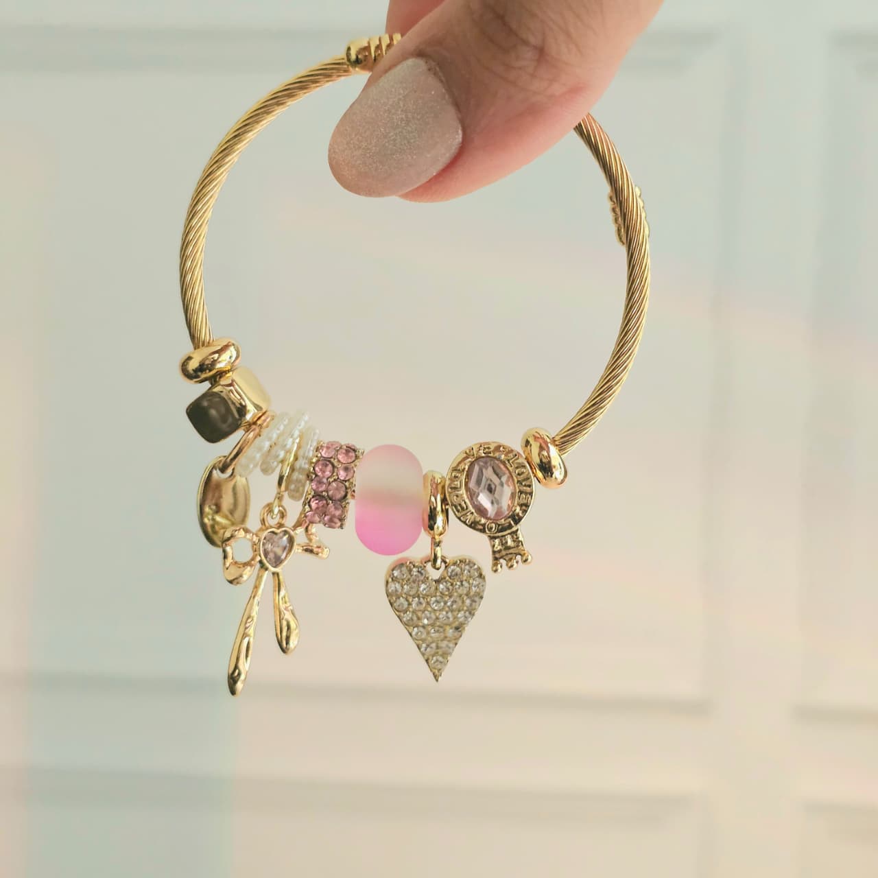 Women Diamond Bow Charm Pandora Charm Bracelet