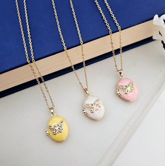 Women Butterfly Dream Oval Locket Necklace (Anti Tarnish)