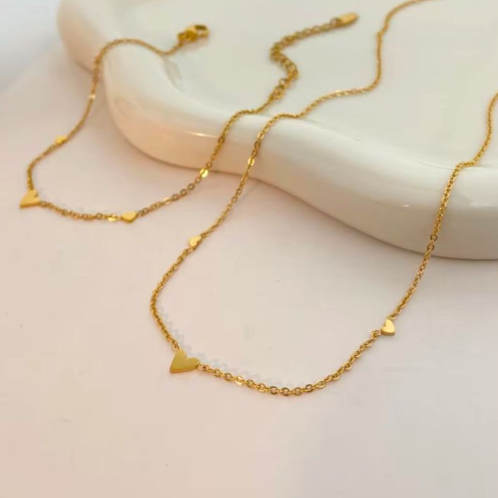 Golden Hearts Women Necklace (Anti Tarnish)