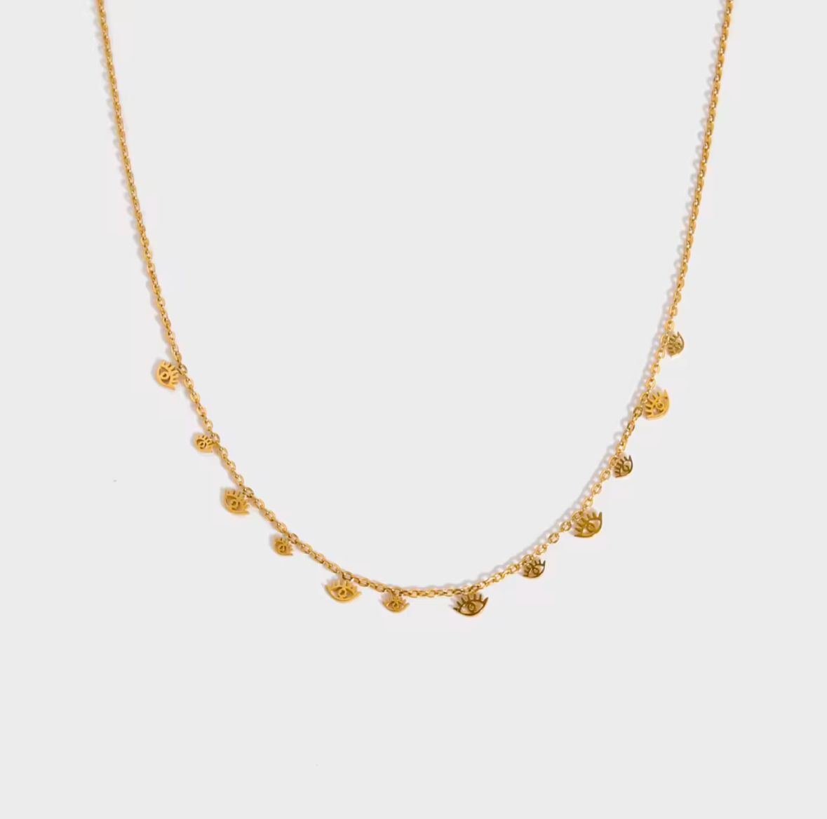 Golden Evil Eye Charm Women Necklace (Anti Tarnish)