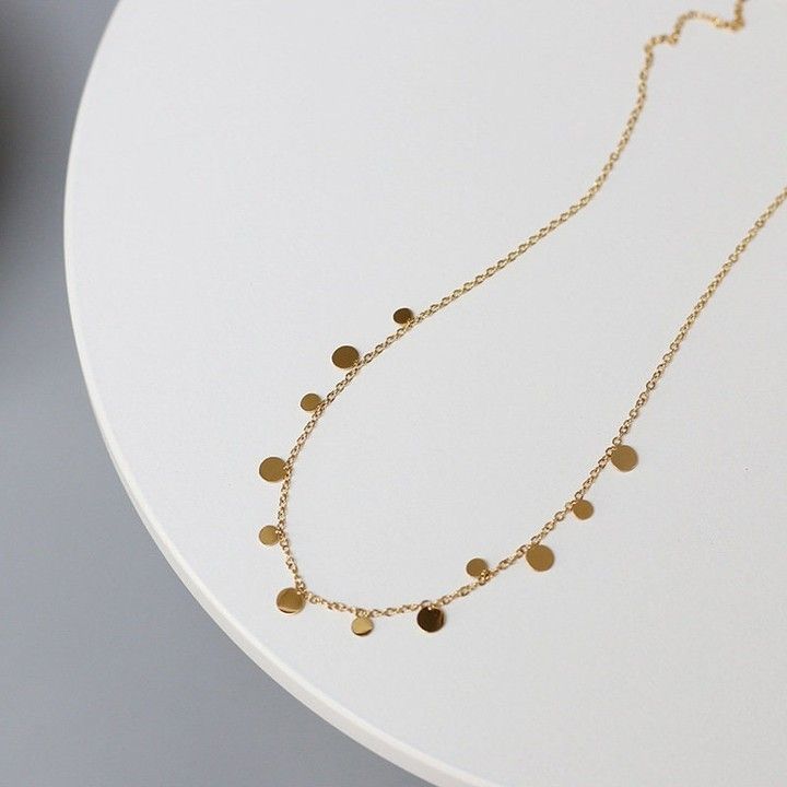 Golden Disc Charm Women Necklace (Anti Tarnish)