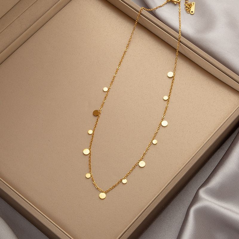 Golden Disc Charm Women Necklace (Anti Tarnish)