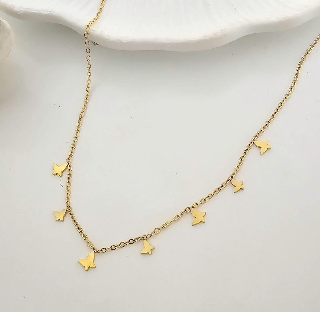 Golden Butterfly Charm Women Necklace (Anti Tarnish)