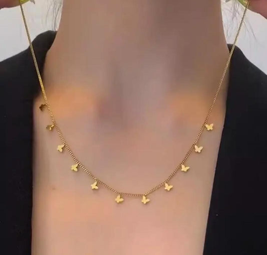 Golden Butterfly Charm Women Necklace (Anti Tarnish)
