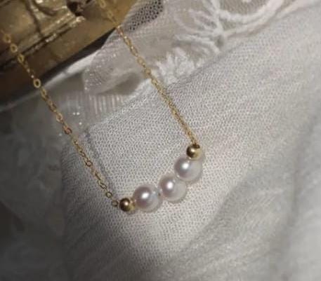 Golden Triple Pearl Charm Women Necklace (Anti Tarnish)