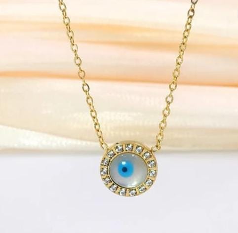 Golden Evil Eye Protection Women Necklace (Anti Tarnish)
