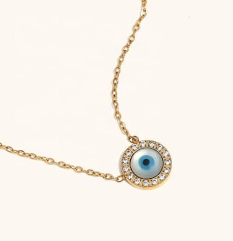 Golden Evil Eye Protection Women Necklace (Anti Tarnish)