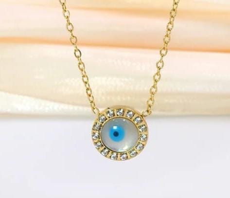 Golden Evil Eye Protection Women Necklace (Anti Tarnish)