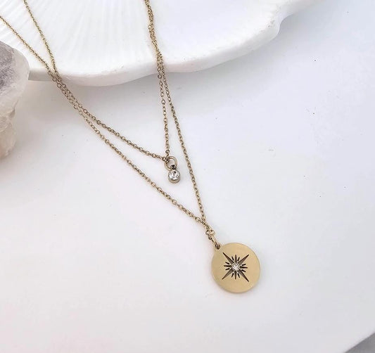 Golden Starlight Medallion Women Necklace (Anti Tarnish)