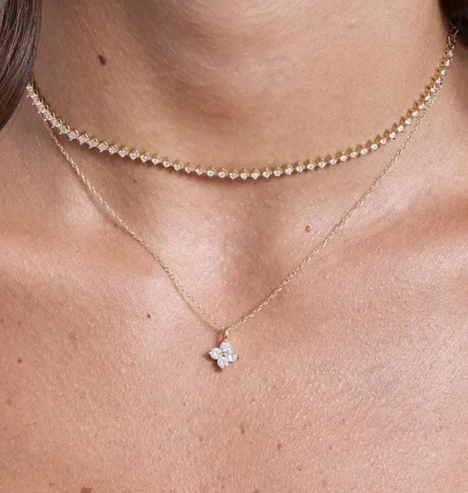 Crystal Glow Layered Women Necklace (Anti Tarnish)