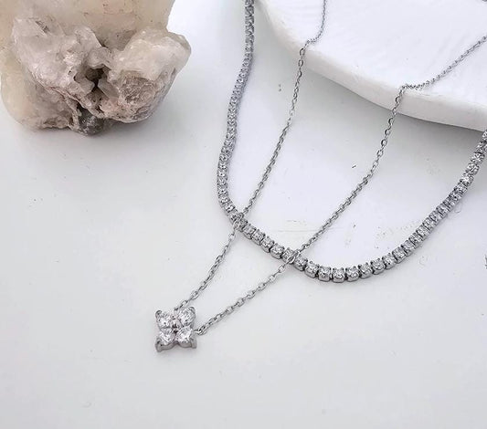 Crystal Glow Layered Women Necklace (Anti Tarnish)