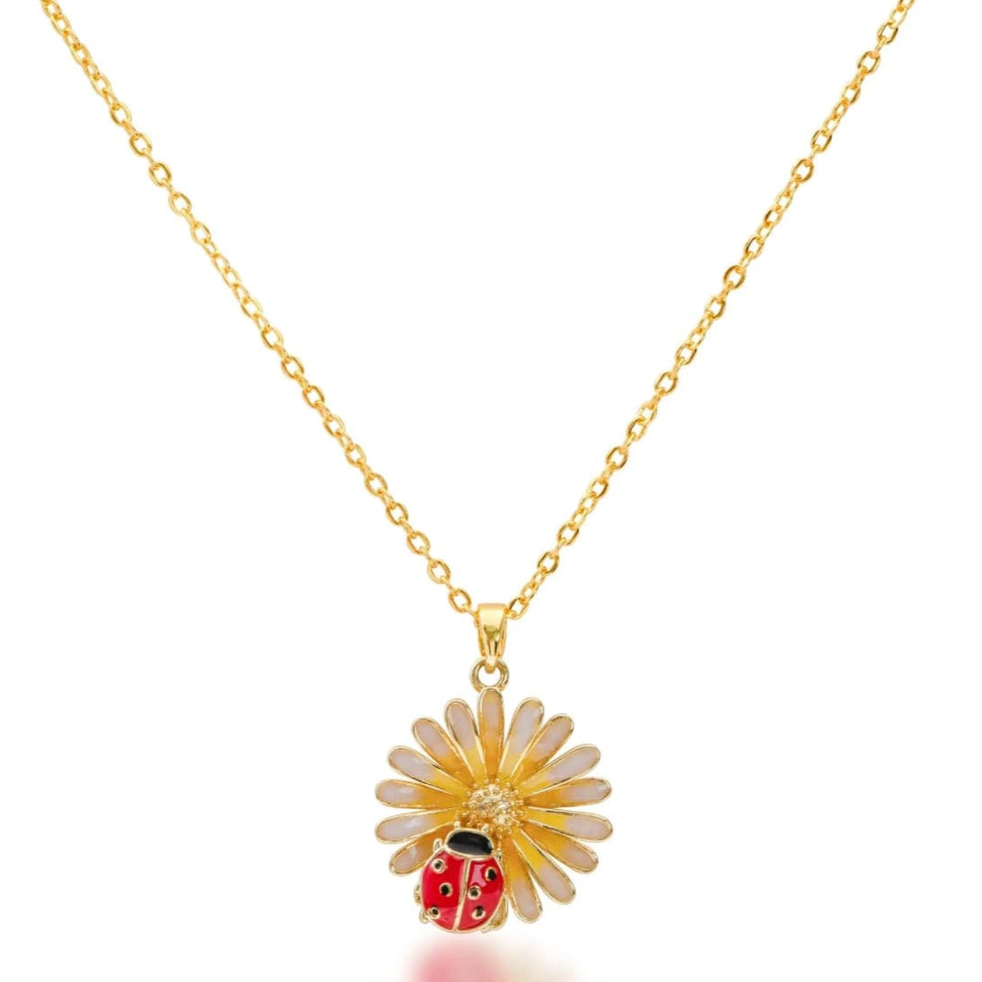 Golden Ladybug Blossom Women Necklace (Anti Tarnish)