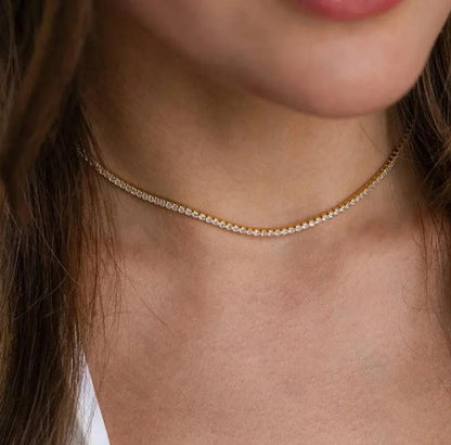 Golden Grace Tennis Women Necklace (Anti Tarnish)