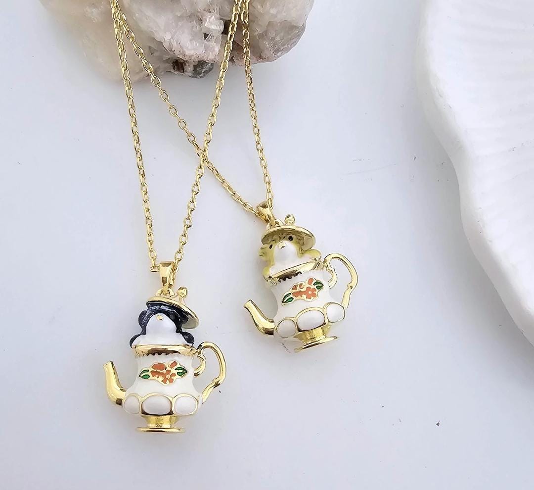 Golden Tea Time Charm Women Necklace (Anti Tarnish)