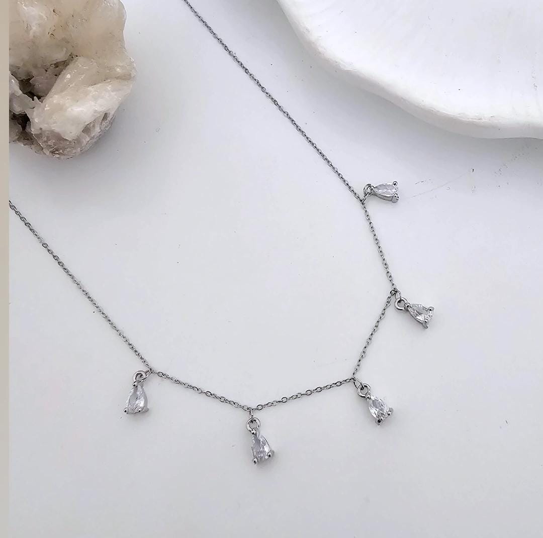 Silver Starlight Drops Women Necklace (Anti Tarnish)