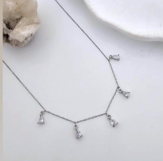 Silver Starlight Drops Women Necklace (Anti Tarnish)