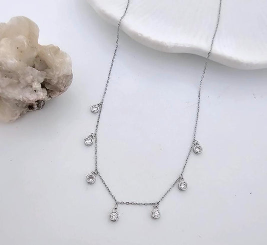 Silver Dazzle Drops Women Necklace (Anti Tarnish)