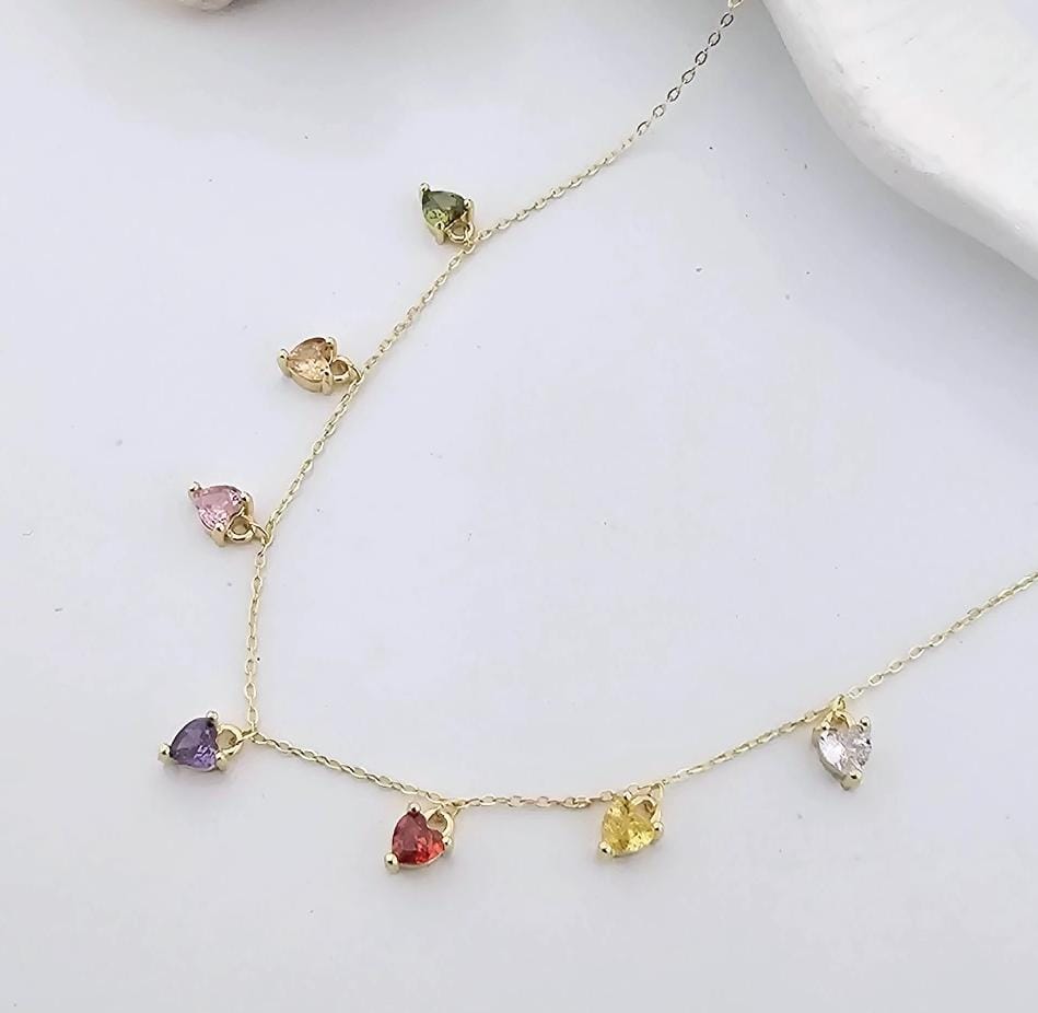 Golden Prism Hearts Women Necklace (Anti Tarnish)