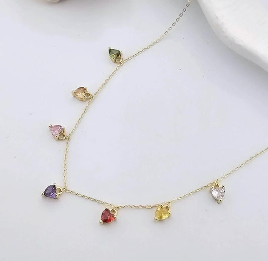 Golden Prism Hearts Women Necklace (Anti Tarnish)