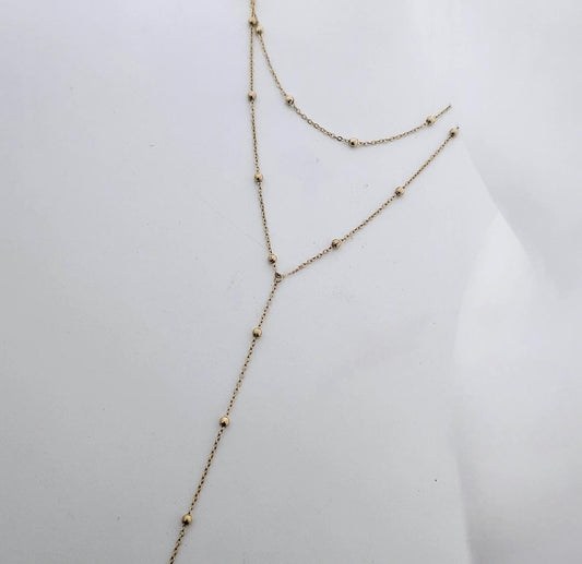 Women Ball Chain Drop Layered Necklace (Anti Tarnish)