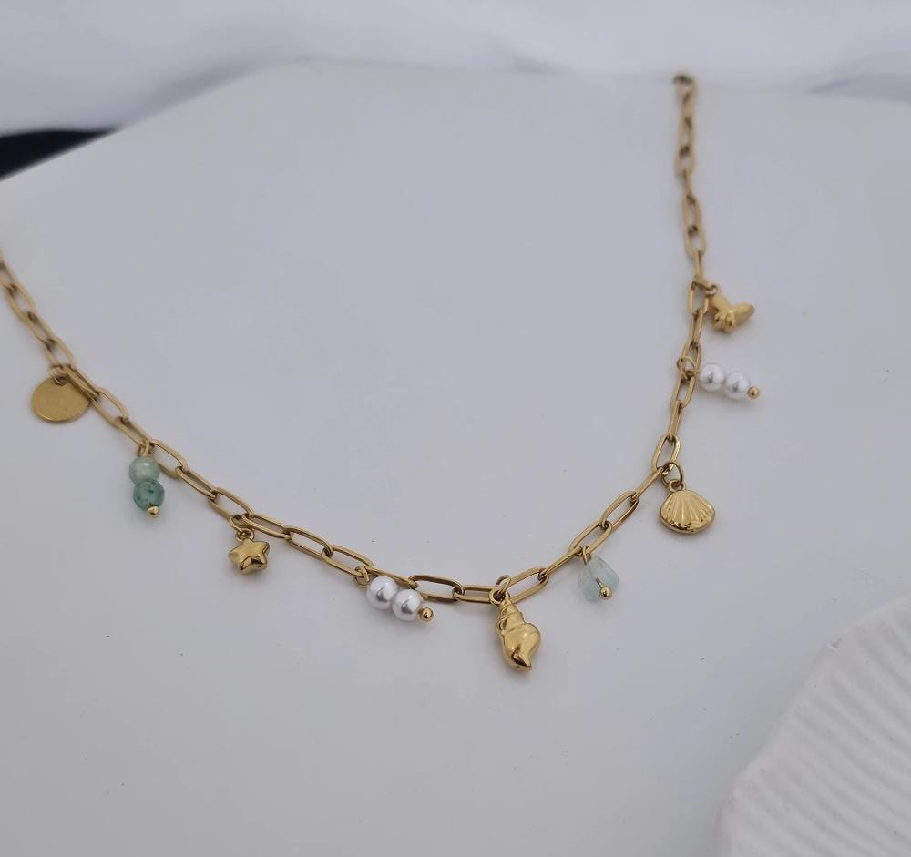 Women Seashell Star Coin Butterfly Layered Necklace (Anti Tarnish)