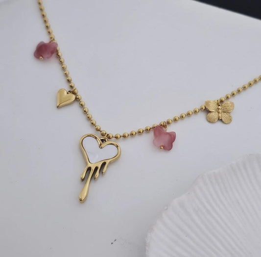 Women Melting Heart Charm Necklace (Anti Tarnish)
