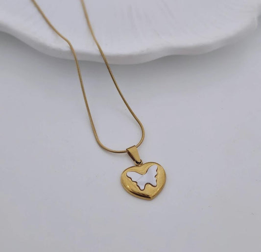 Women Butterfly Pearl Coin Necklace (Anti Tarnish)