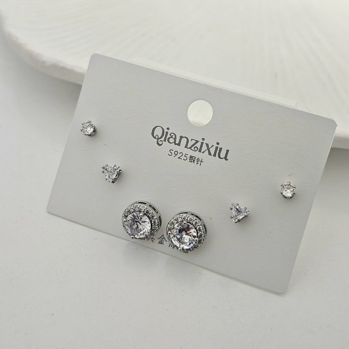 Circle Solitaire Studs Set (Set of 3)