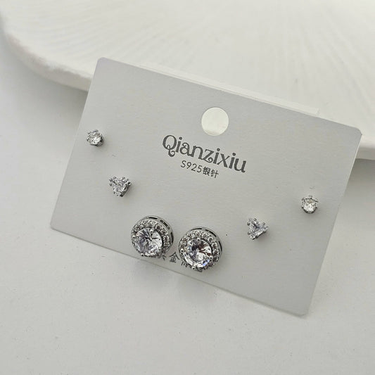 Circle Solitaire Studs Set (Set of 3)